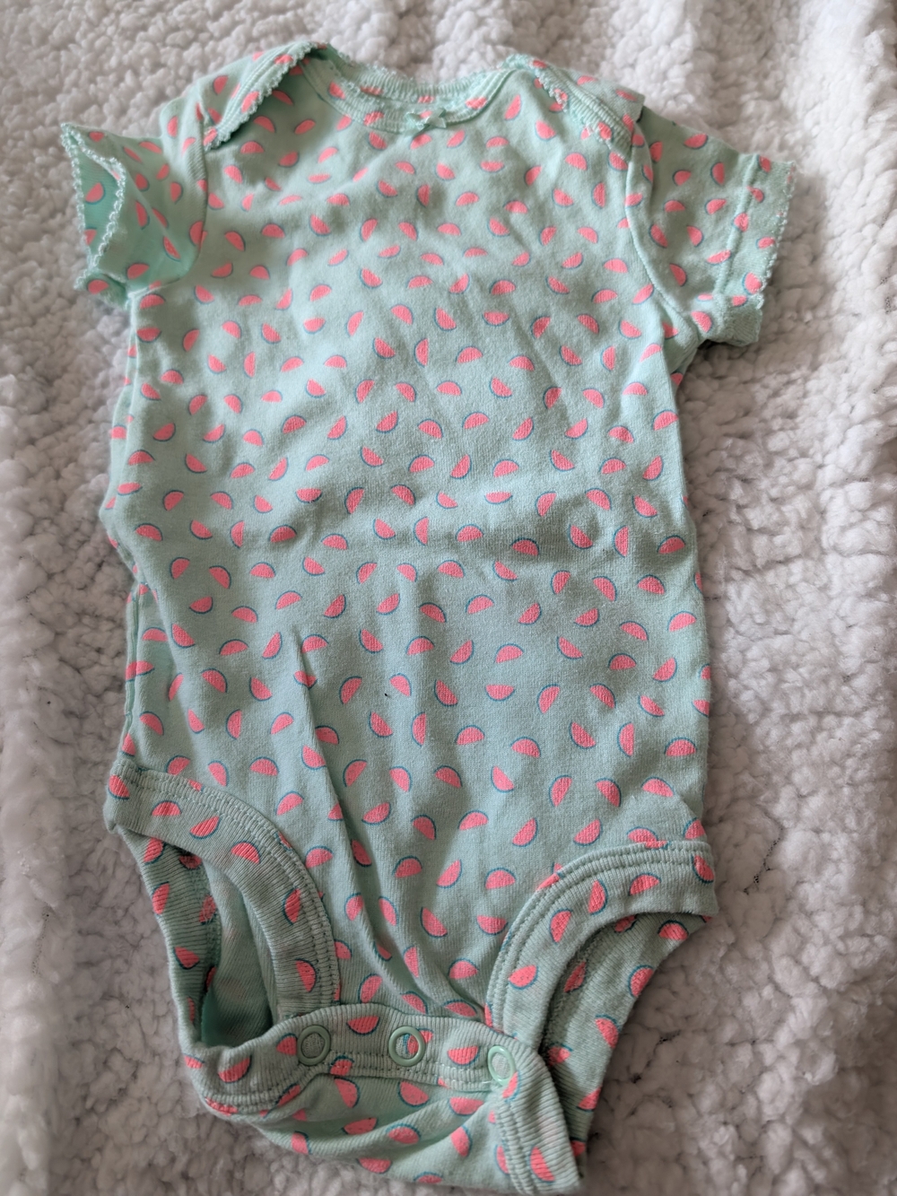 Carter's Mint One-Piece Bodysuit with Pink Teardrop Print